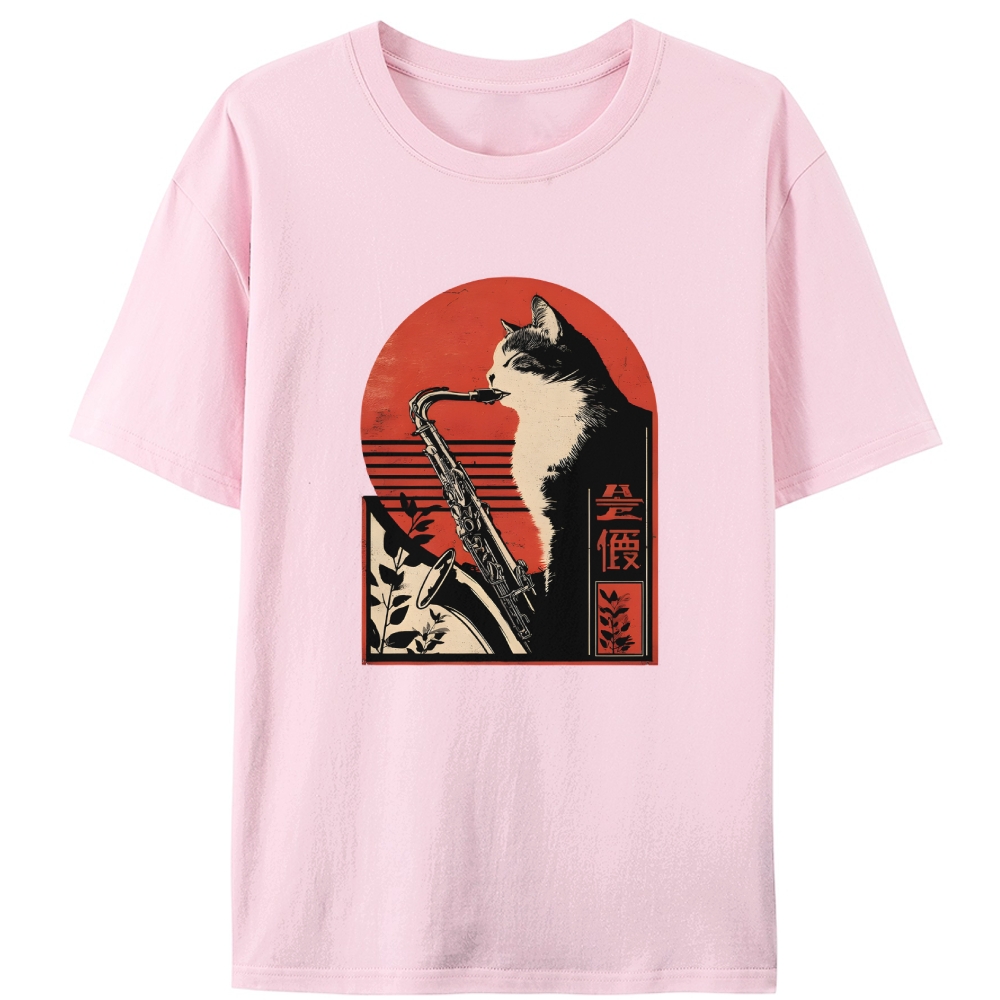 Jazz Cat Retro Designed for Women - Slim Fit Cotton Tee