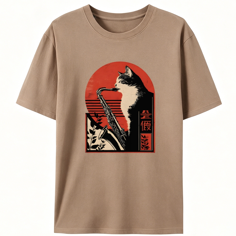 Jazz Cat Retro Designed for Women - Slim Fit Cotton Tee