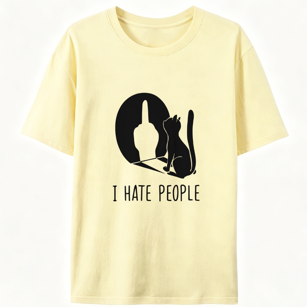 Misanthropic Cat Retro Designed for Women - Slim Fit Cotton Tee