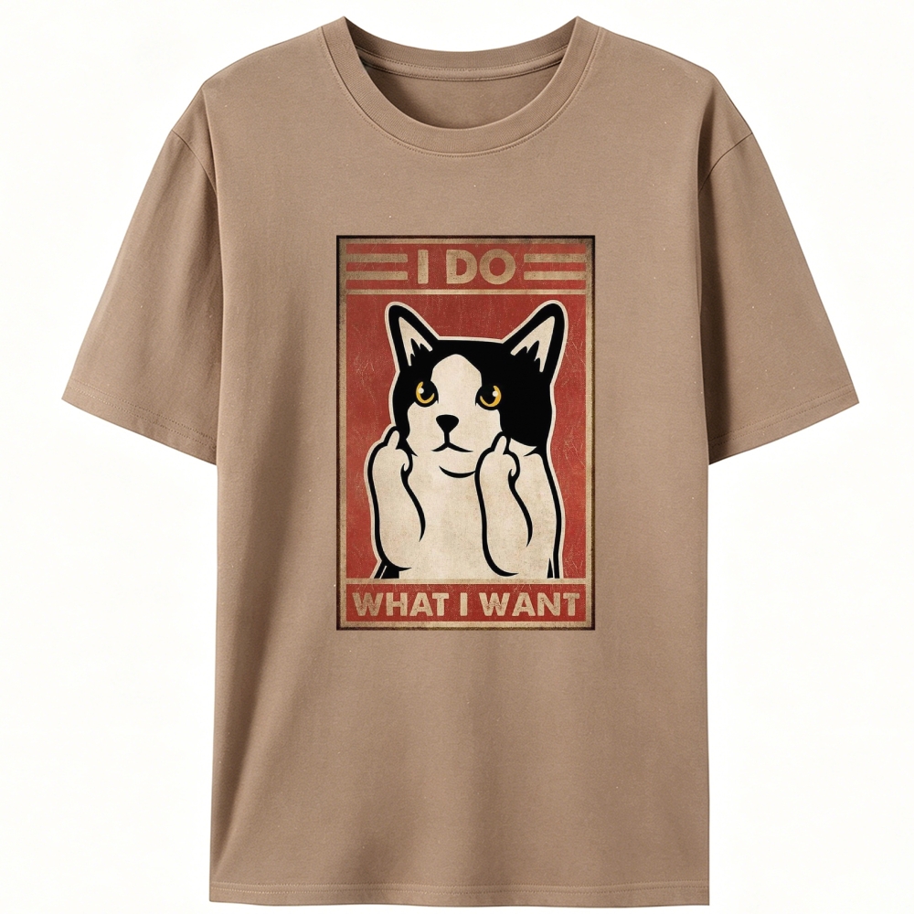 I Do What I Want Cat Retro Designed for Women - Slim Fit Cotton Tee