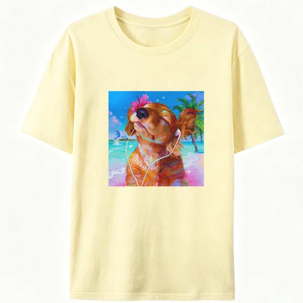 Beach Chill Dog Retro Designed for Women - Slim Fit Cotton Tee