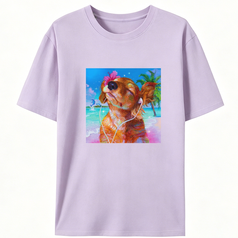 Beach Chill Dog Retro Designed for Women - Slim Fit Cotton Tee