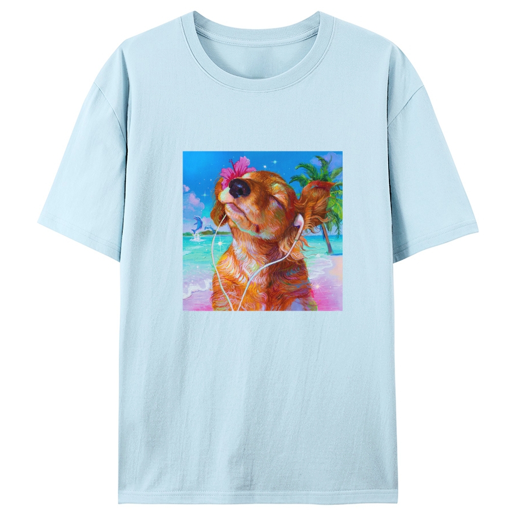 Beach Chill Dog Retro Designed for Women - Slim Fit Cotton Tee