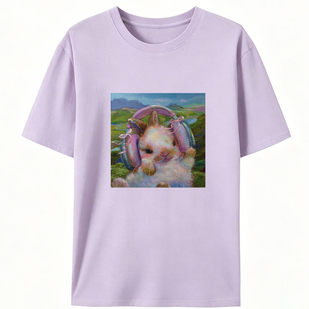 Headphones Bunny Retro Designed for Women - Slim Fit Cotton Tee