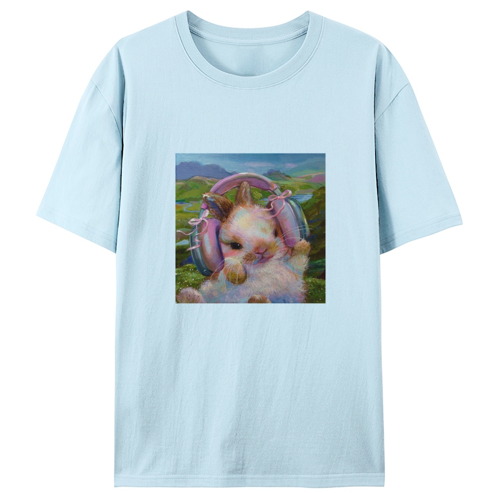 Headphones Bunny Retro Designed for Women - Slim Fit Cotton Tee
