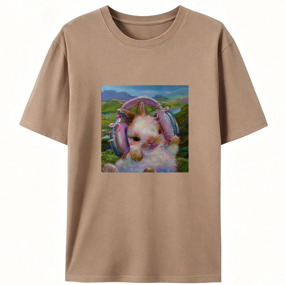 Headphones Bunny Retro Designed for Women - Slim Fit Cotton Tee