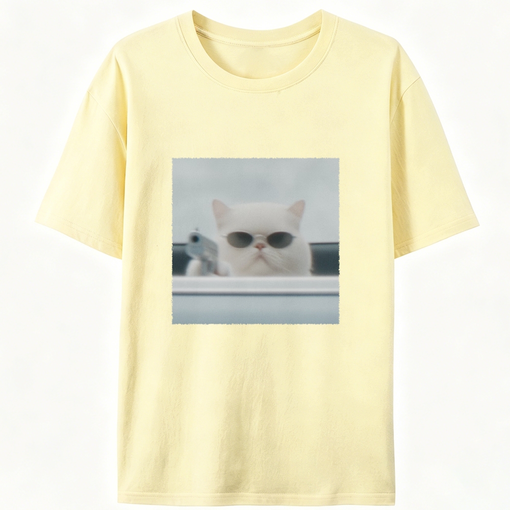 White Killer Cat Retro Designed for Women - Slim Fit Cotton Tee