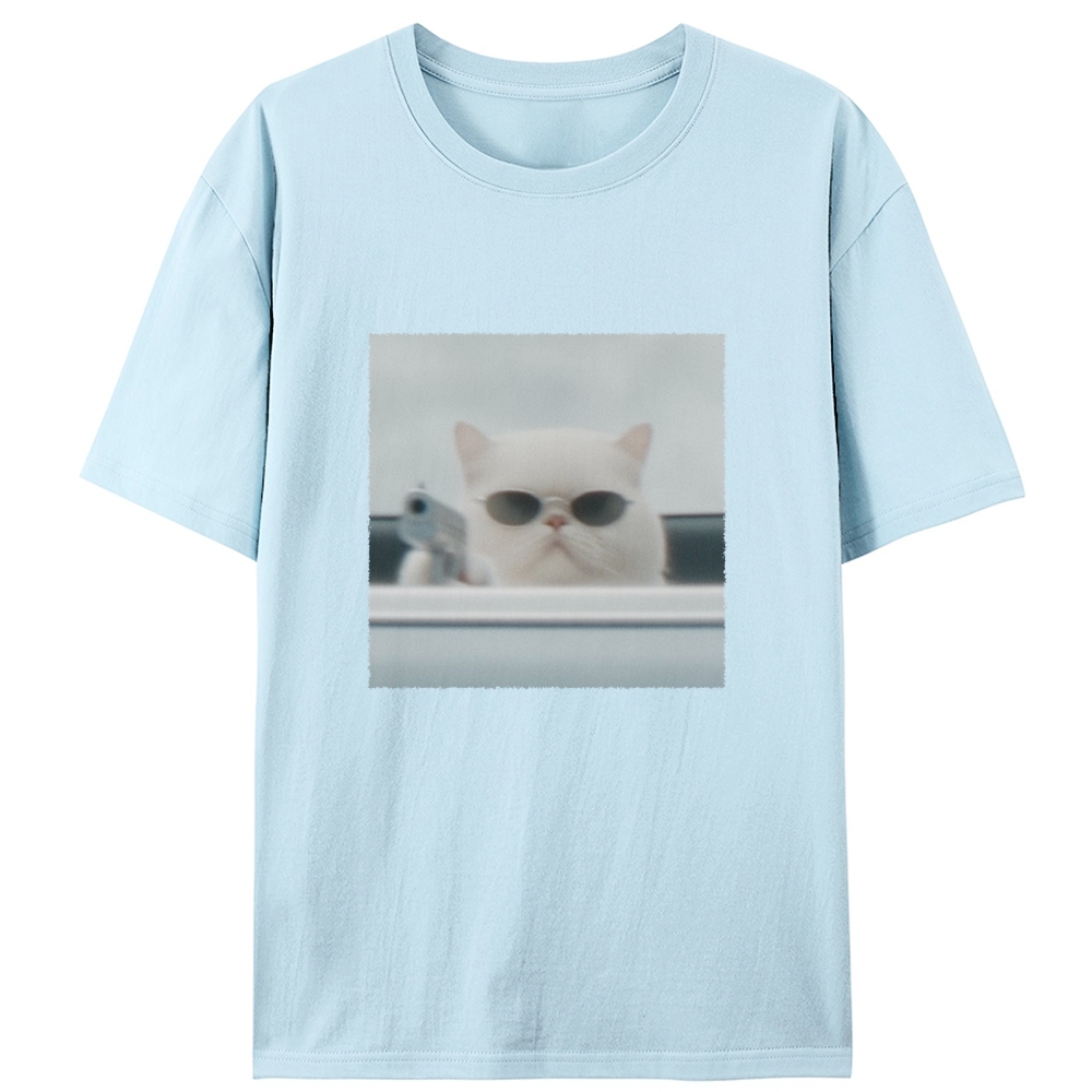 White Killer Cat Retro Designed for Women - Slim Fit Cotton Tee
