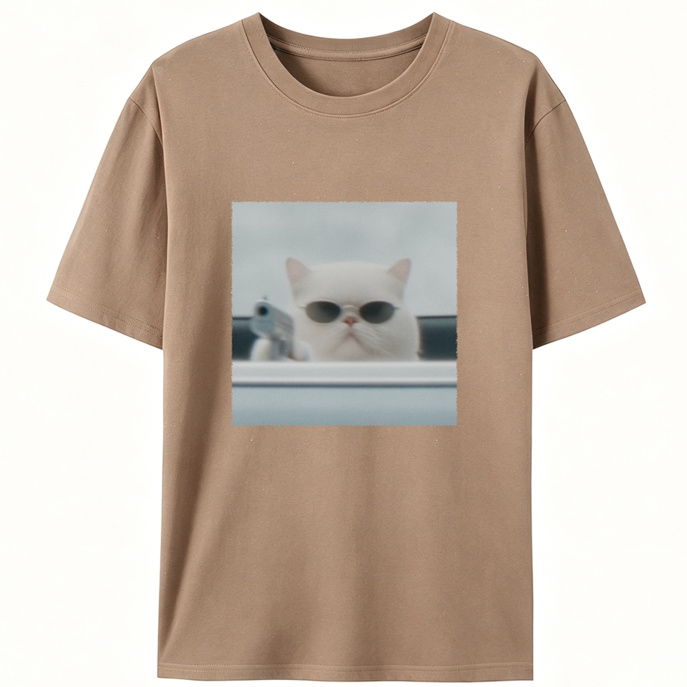 White Killer Cat Retro Designed for Women - Slim Fit Cotton Tee