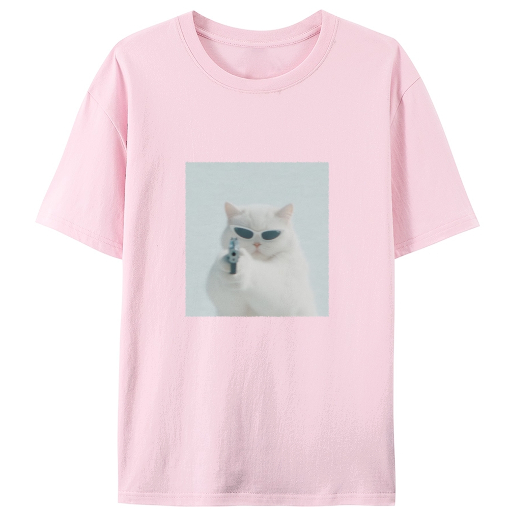 Cool White Cat Retro Designed for Women - Slim Fit Cotton Tee
