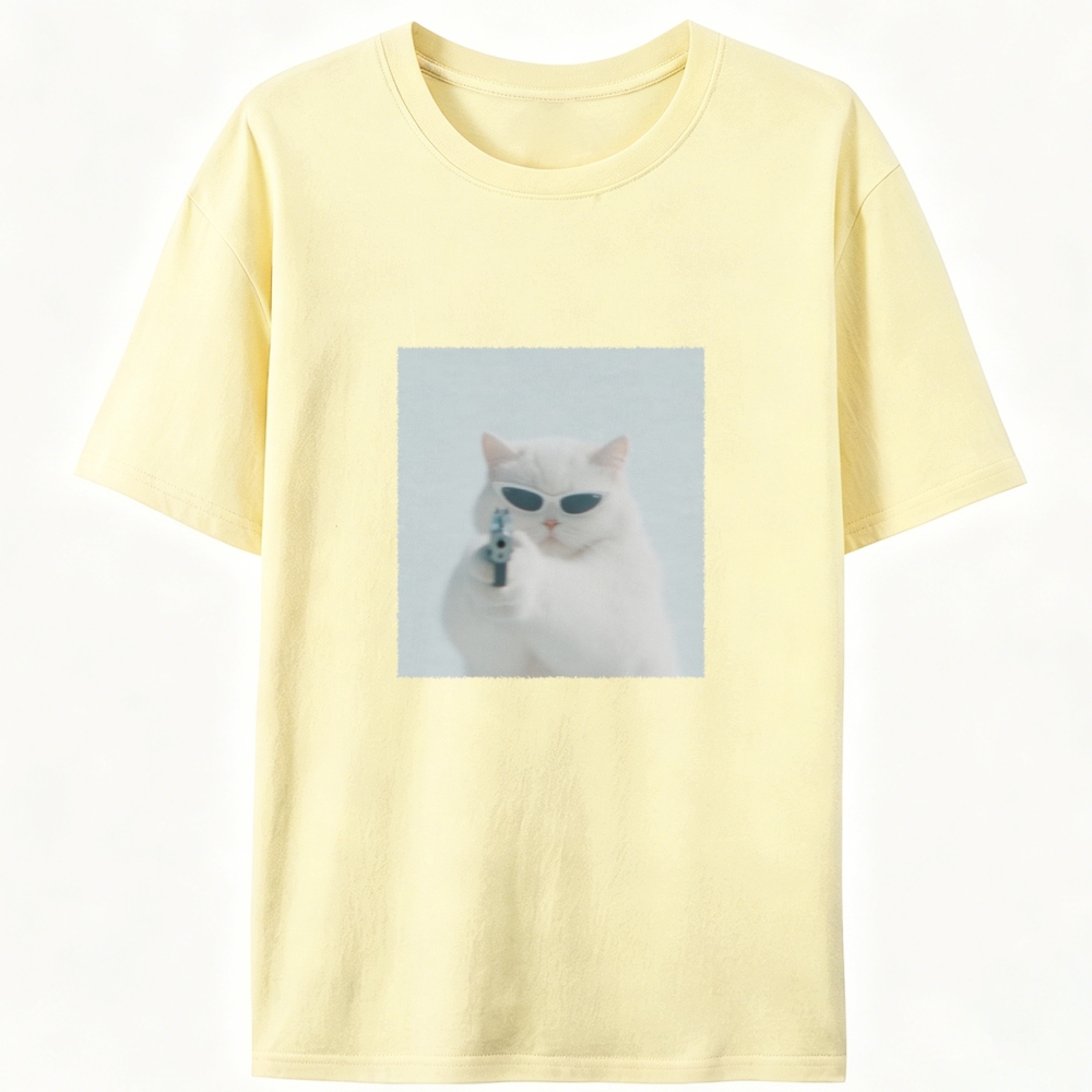 Cool White Cat Retro Designed for Women - Slim Fit Cotton Tee