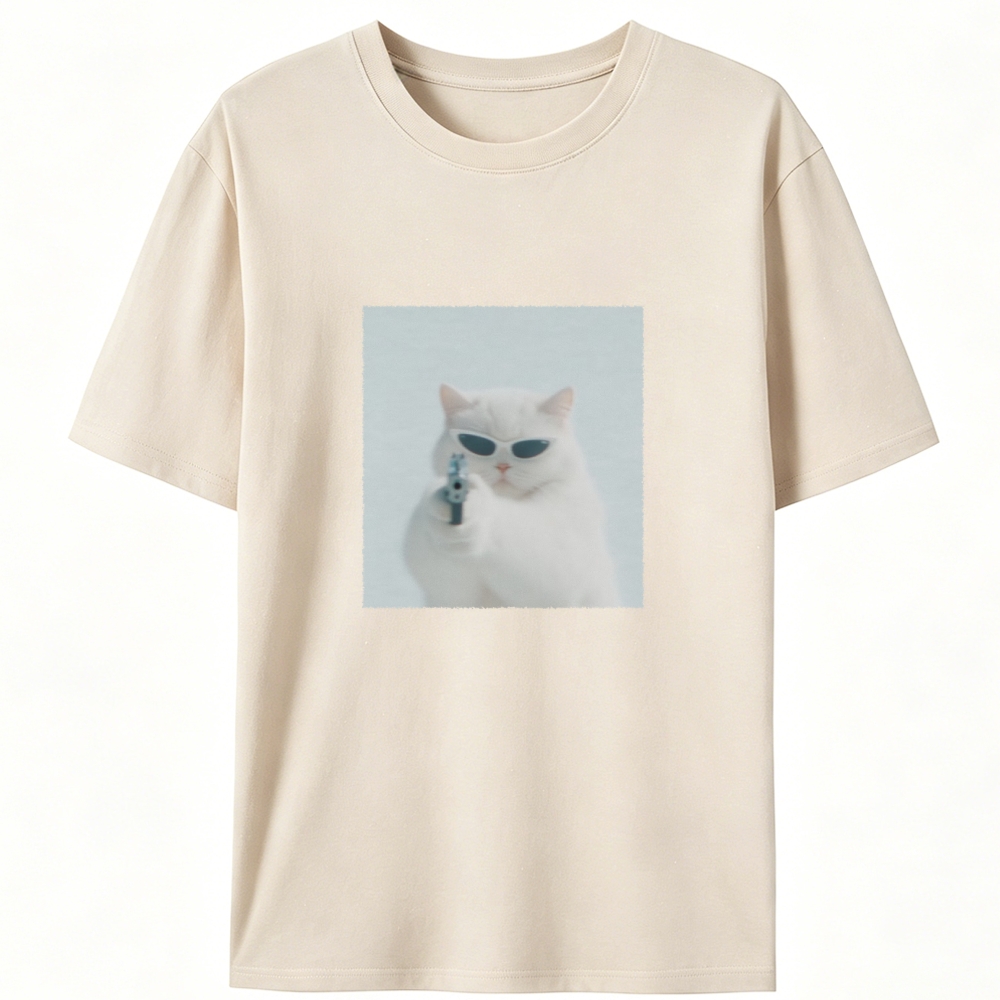 Cool White Cat Retro Designed for Women - Slim Fit Cotton Tee