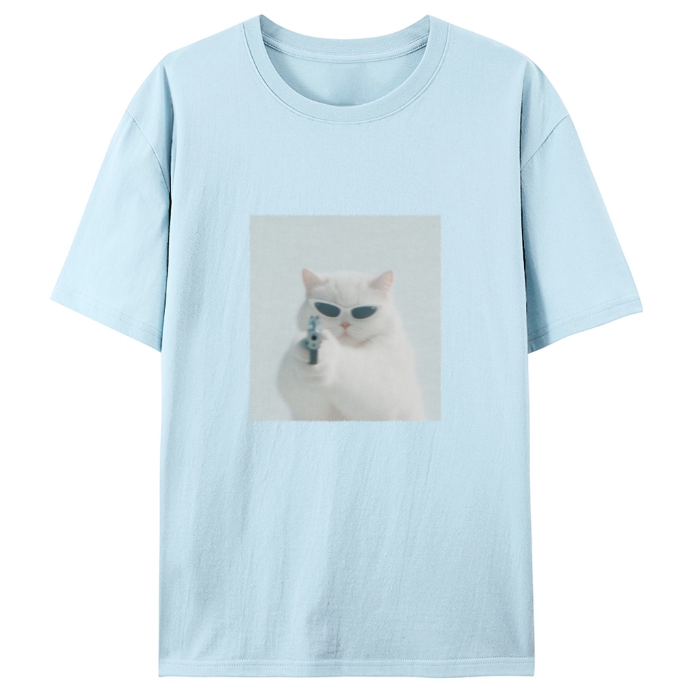 Cool White Cat Retro Designed for Women - Slim Fit Cotton Tee