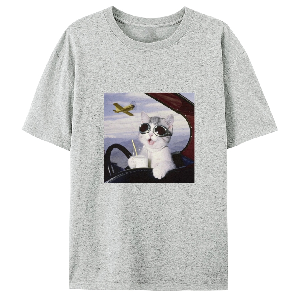 Aviator Cat Retro Designed for Women - Slim Fit Cotton Tee