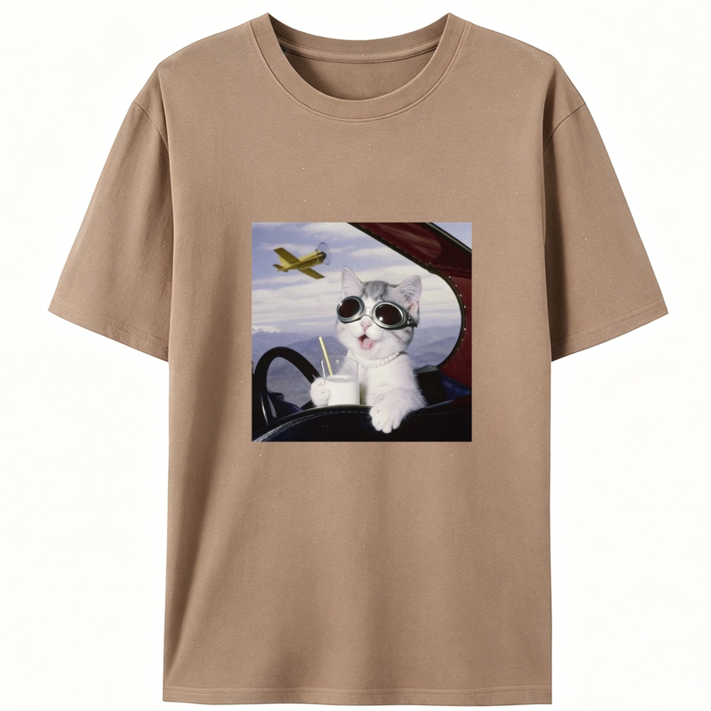 Aviator Cat Retro Designed for Women - Slim Fit Cotton Tee