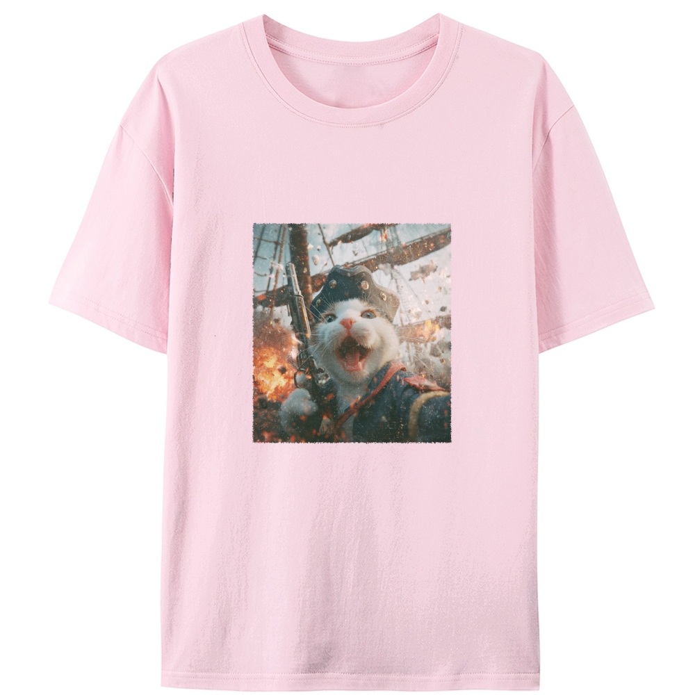 Pirate Gun Cat Retro Designed for Women - Slim Fit Cotton Tee