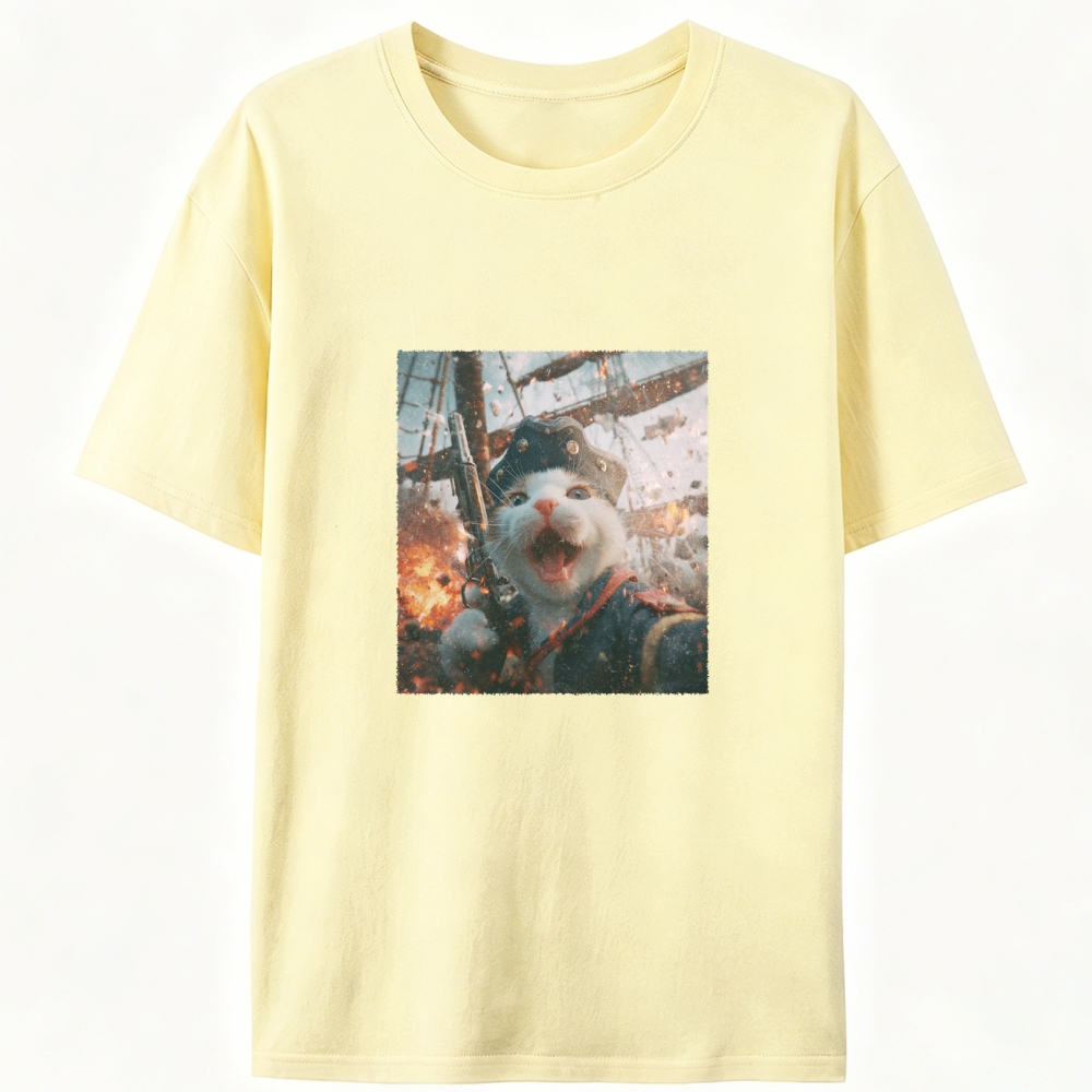 Pirate Gun Cat Retro Designed for Women - Slim Fit Cotton Tee