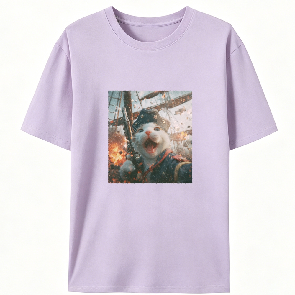 Pirate Gun Cat Retro Designed for Women - Slim Fit Cotton Tee