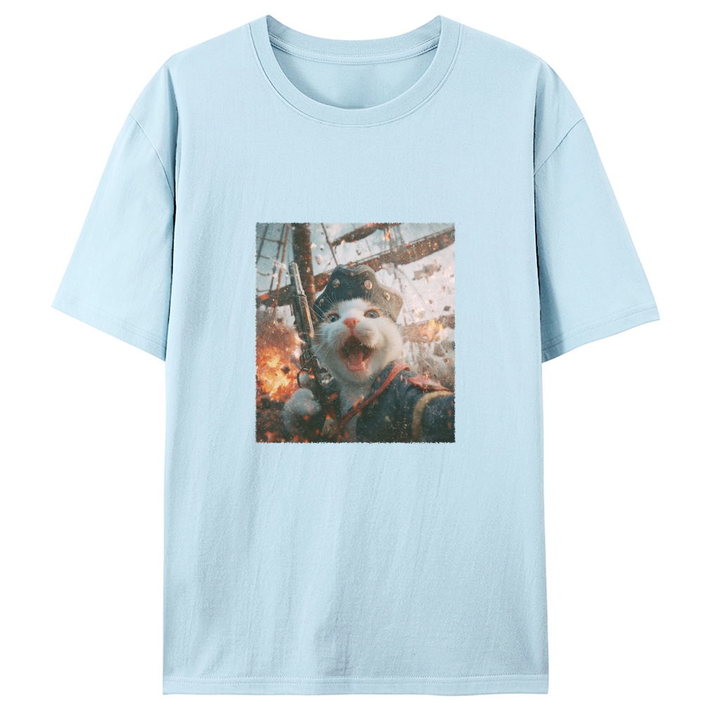 Pirate Gun Cat Retro Designed for Women - Slim Fit Cotton Tee