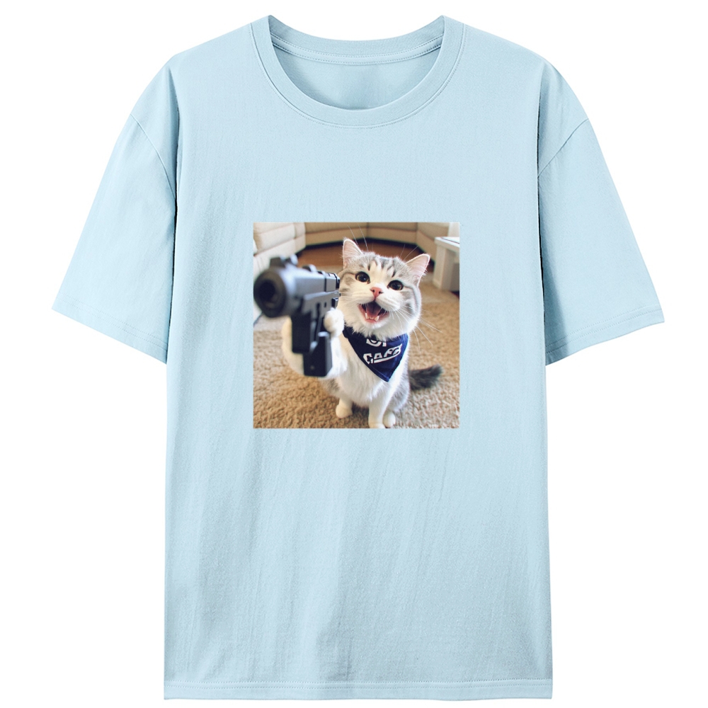 Gang Gun Cat Retro Designed for Women - Slim Fit Cotton Tee