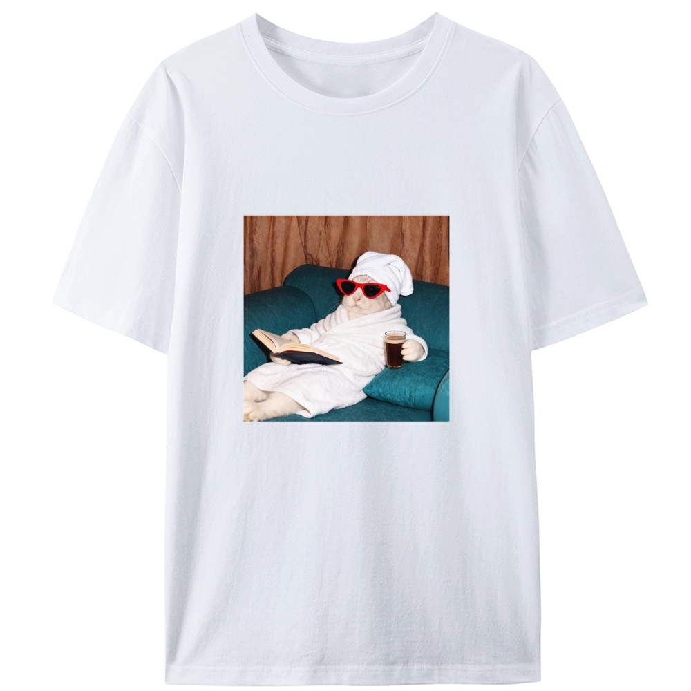 Lazy Spa Day Bunny Graphic Designed for Women - Slim Fit Cotton Tee
