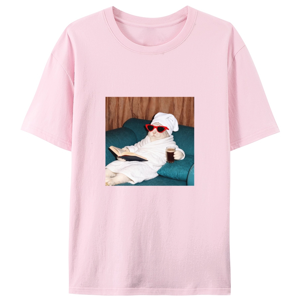 Lazy Spa Day Bunny Graphic Designed for Women - Slim Fit Cotton Tee