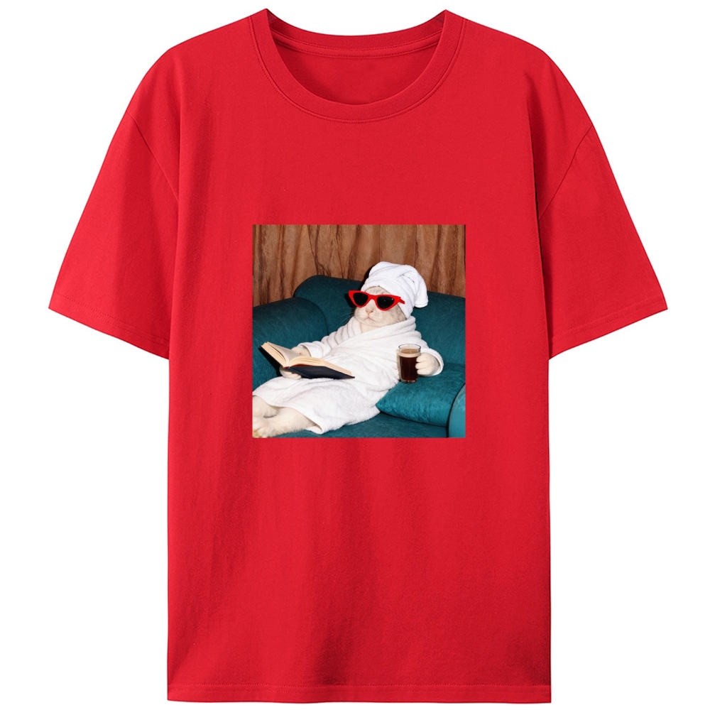 Lazy Spa Day Bunny Graphic Designed for Women - Slim Fit Cotton Tee