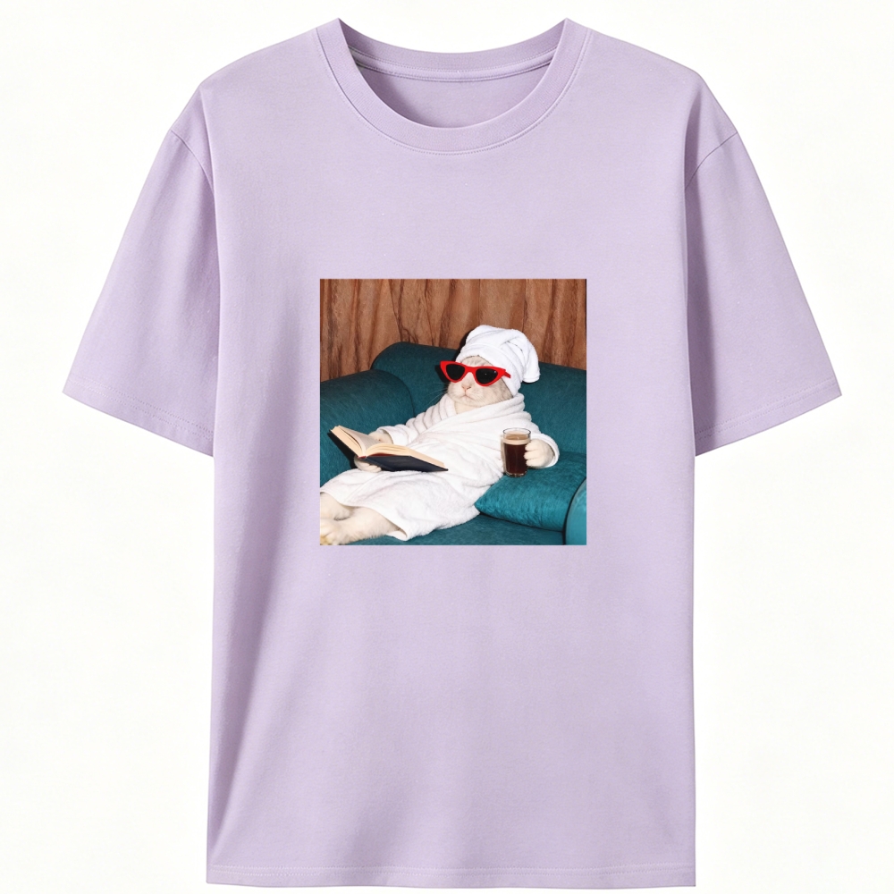 Lazy Spa Day Bunny Graphic Designed for Women - Slim Fit Cotton Tee