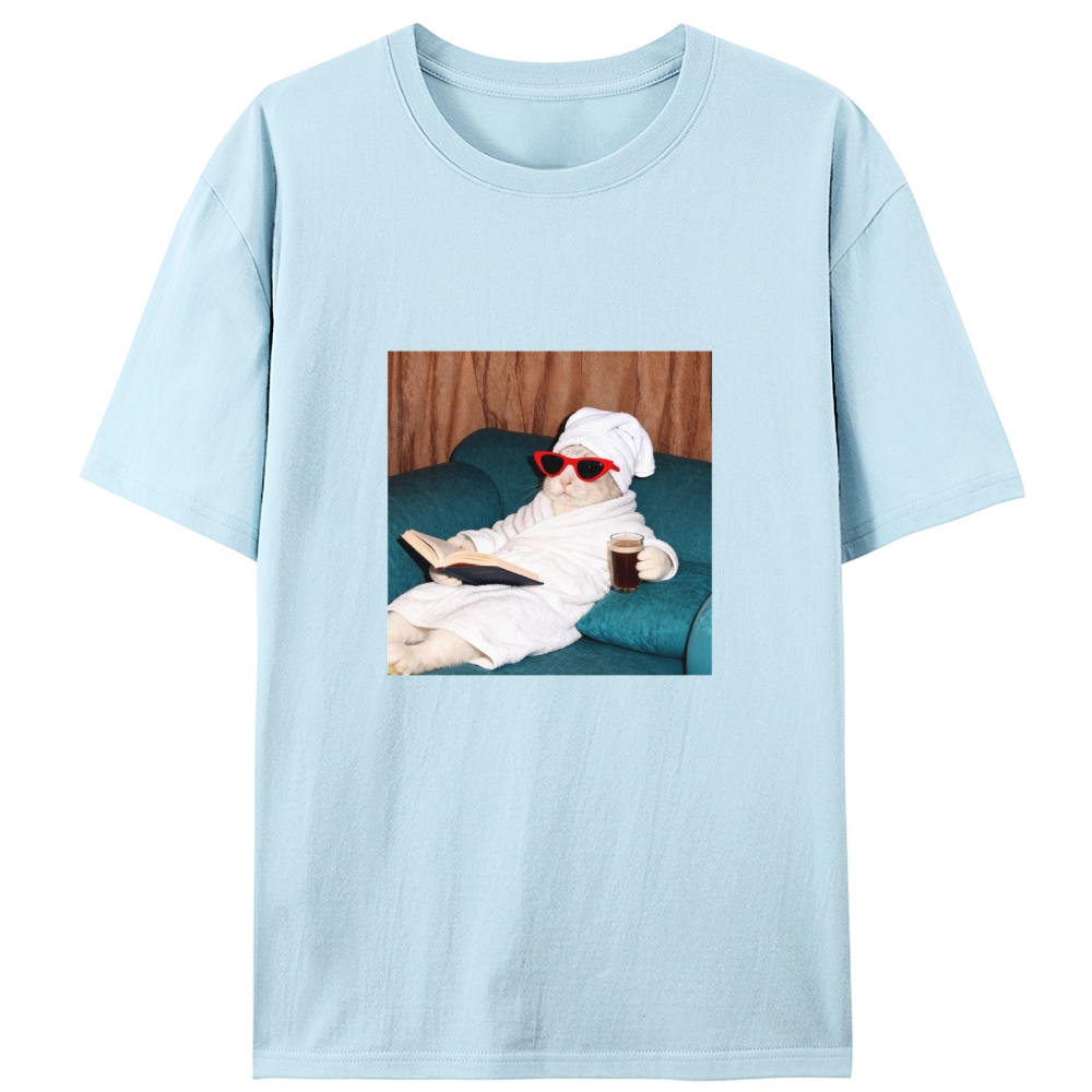 Lazy Spa Day Bunny Graphic Designed for Women - Slim Fit Cotton Tee