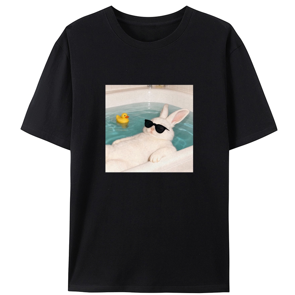 Bath Tub Bunny Sunglasses Graphic Designed for Women - Slim Fit Cotton Tee