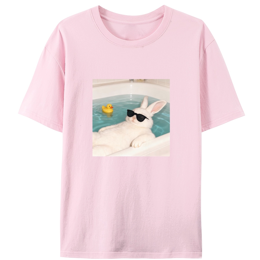 Bath Tub Bunny Sunglasses Graphic Designed for Women - Slim Fit Cotton Tee