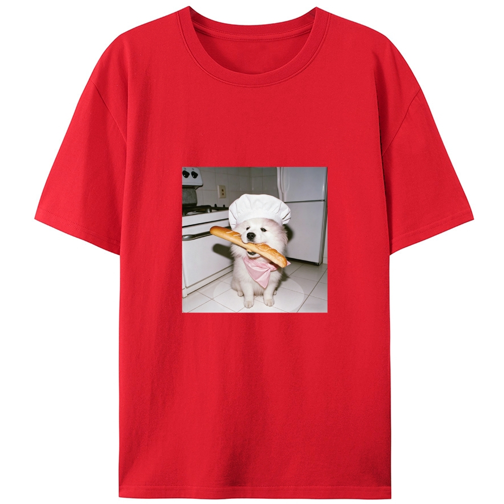 Chef Samoyed Baguette Designed for Women - Slim Fit Cotton Tee