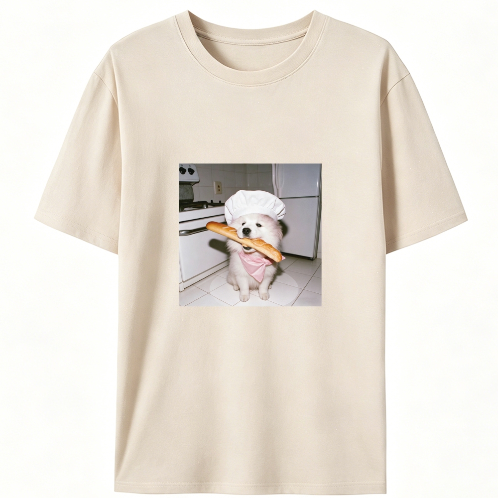 Chef Samoyed Baguette Designed for Women - Slim Fit Cotton Tee