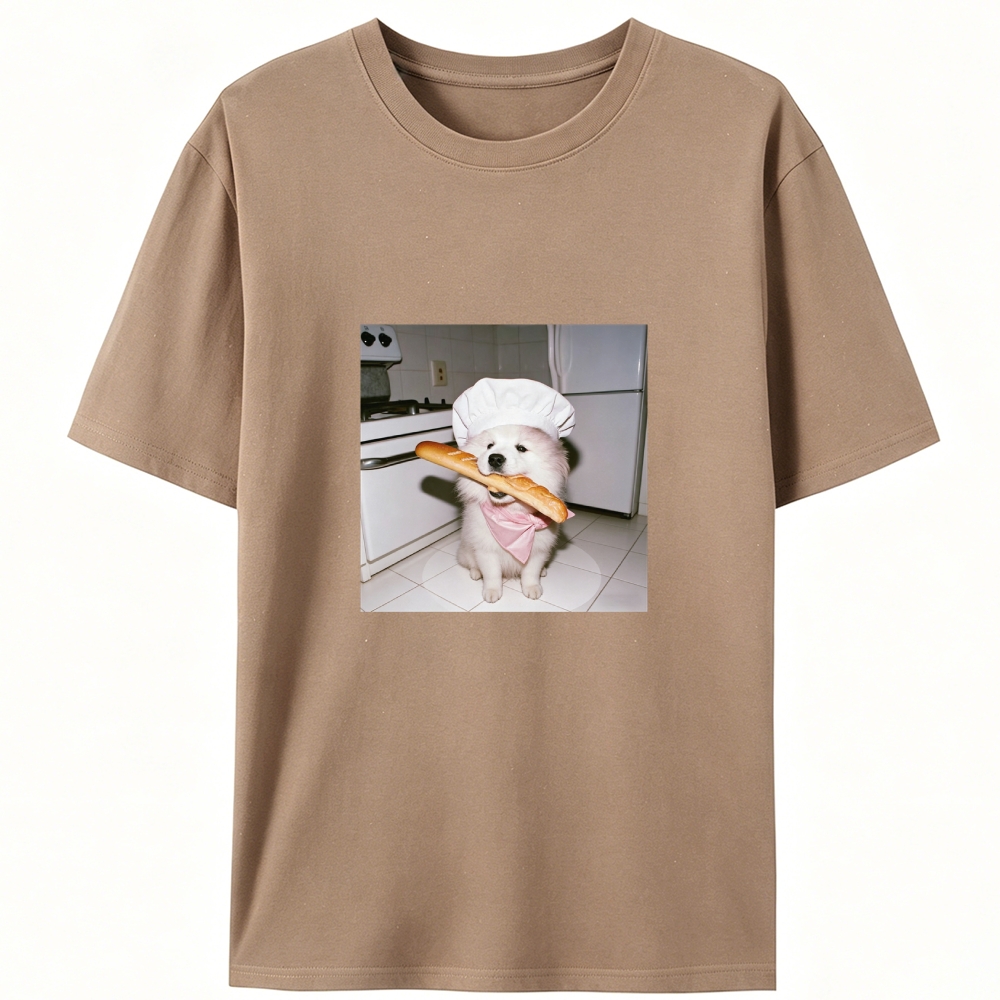 Chef Samoyed Baguette Designed for Women - Slim Fit Cotton Tee