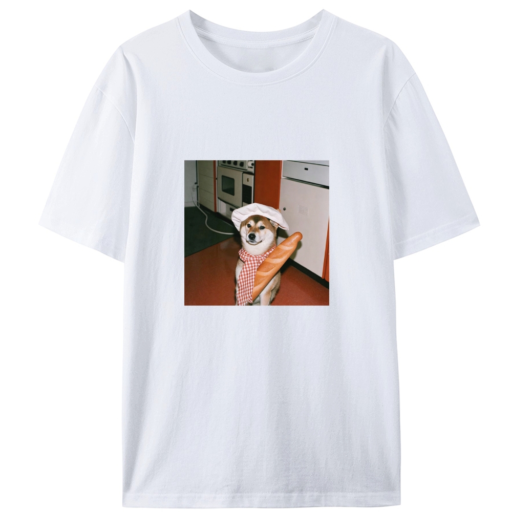 Shiba Inu Baker Baguette Designed for Women - Slim Fit Cotton Tee