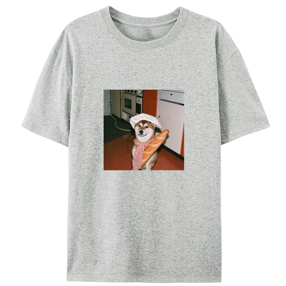 Shiba Inu Baker Baguette Designed for Women - Slim Fit Cotton Tee