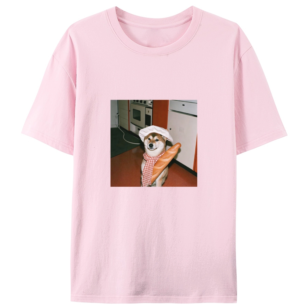 Shiba Inu Baker Baguette Designed for Women - Slim Fit Cotton Tee