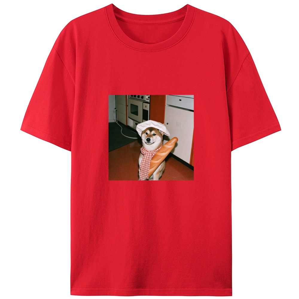 Shiba Inu Baker Baguette Designed for Women - Slim Fit Cotton Tee