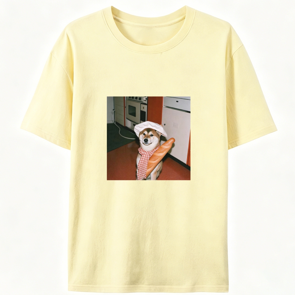 Shiba Inu Baker Baguette Designed for Women - Slim Fit Cotton Tee