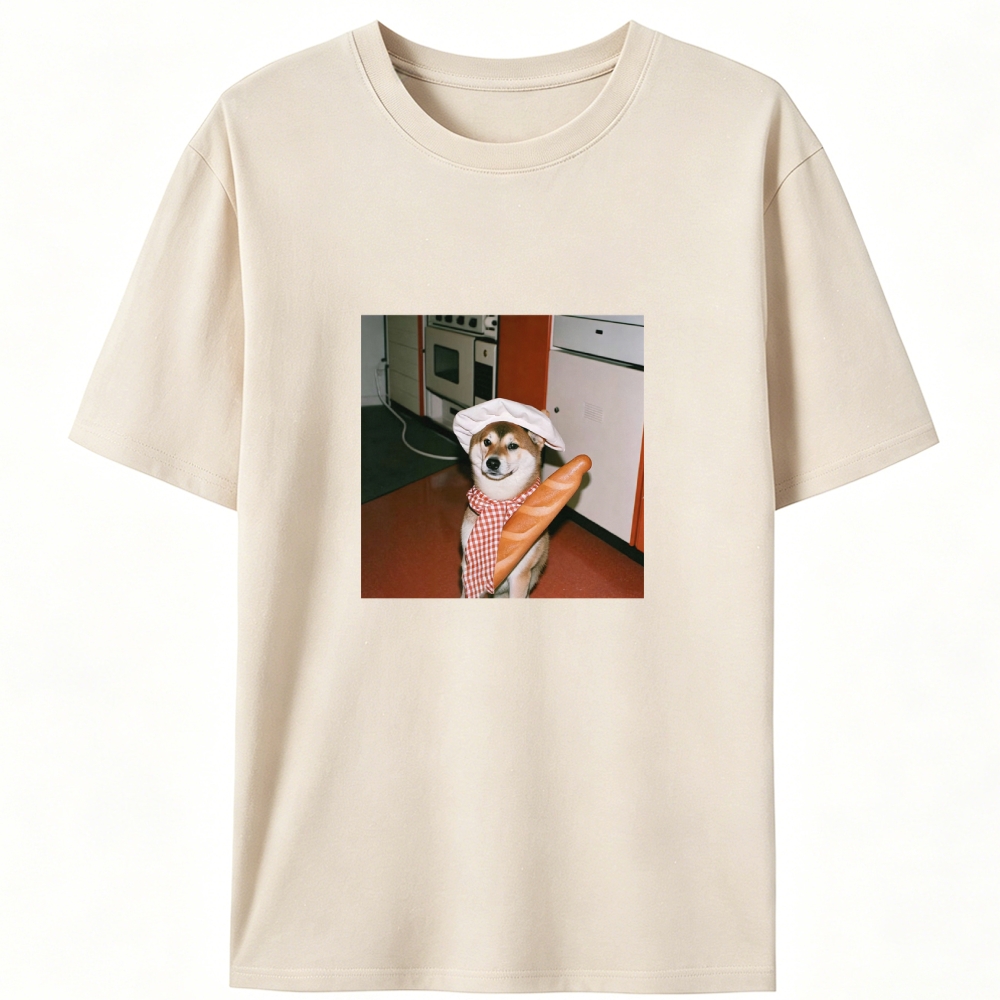Shiba Inu Baker Baguette Designed for Women - Slim Fit Cotton Tee