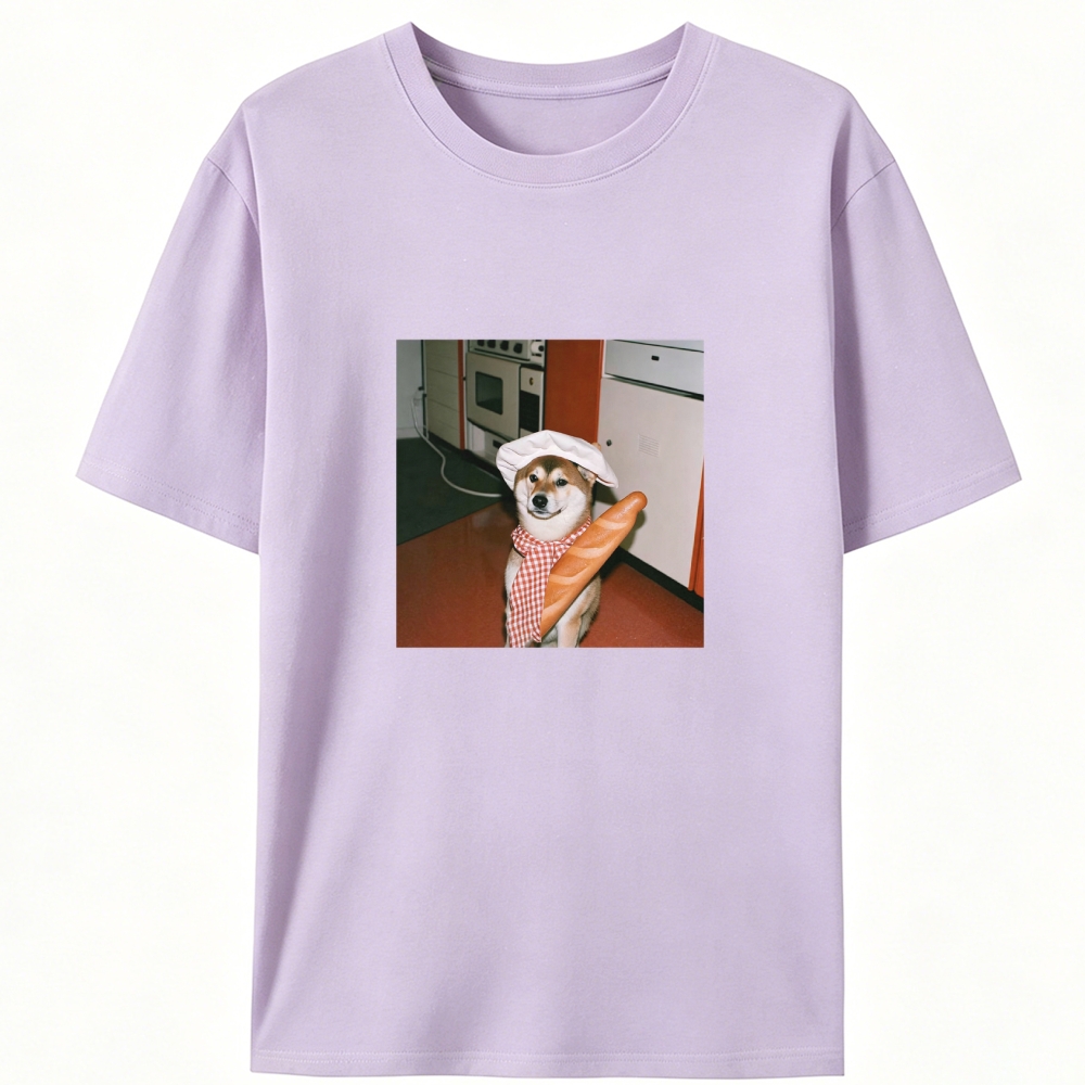 Shiba Inu Baker Baguette Designed for Women - Slim Fit Cotton Tee