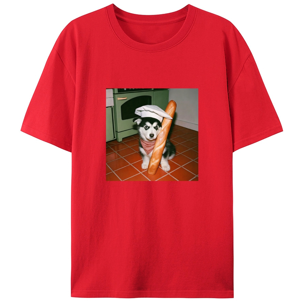 Husky Baker Baguette Graphic Designed for Women - Slim Fit Cotton Tee