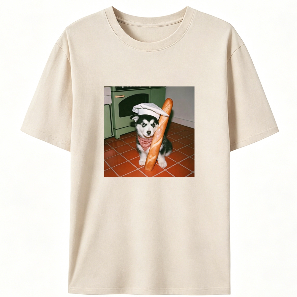 Husky Baker Baguette Graphic Designed for Women - Slim Fit Cotton Tee