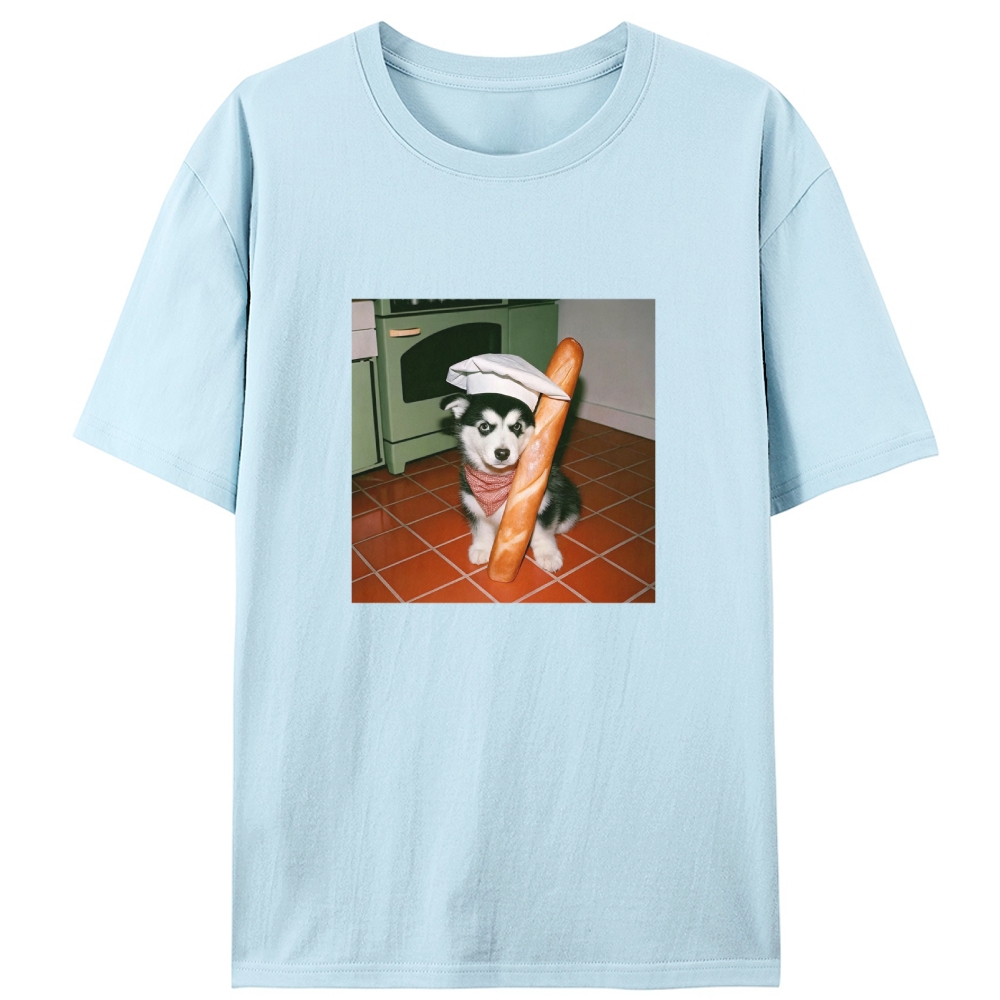 Husky Baker Baguette Graphic Designed for Women - Slim Fit Cotton Tee