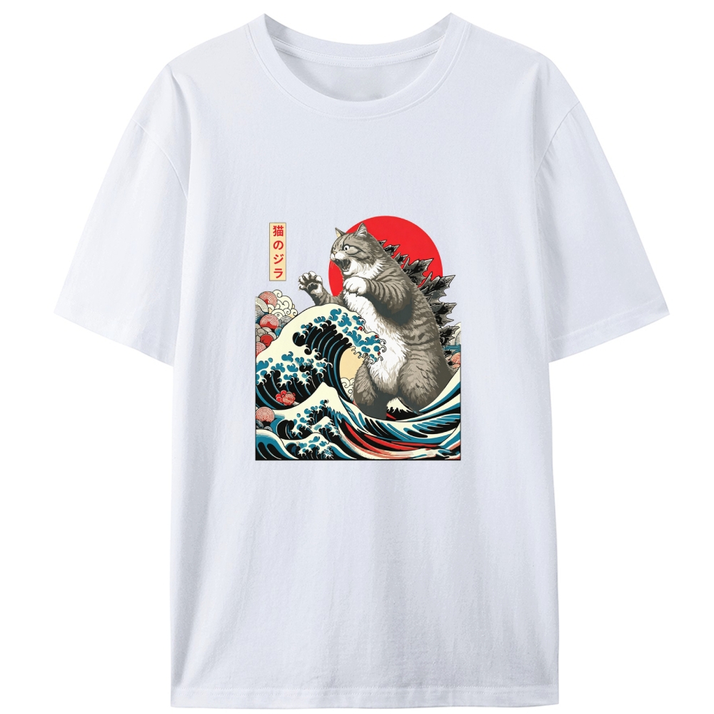 Monster Cat Kaiju Retro Designed for Women - Slim Fit Cotton Tee