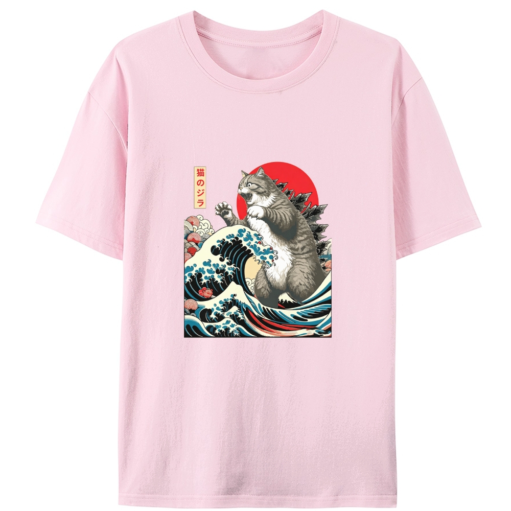Monster Cat Kaiju Retro Designed for Women - Slim Fit Cotton Tee
