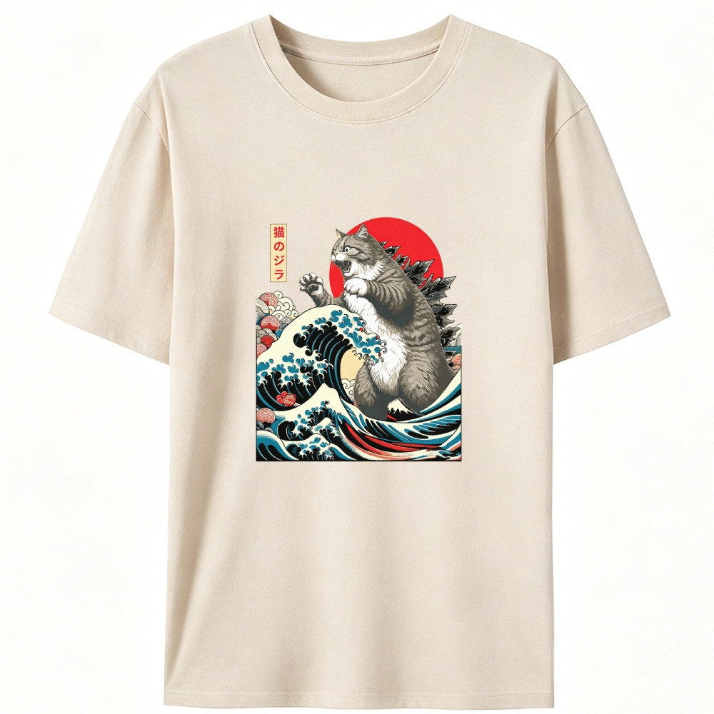 Monster Cat Kaiju Retro Designed for Women - Slim Fit Cotton Tee