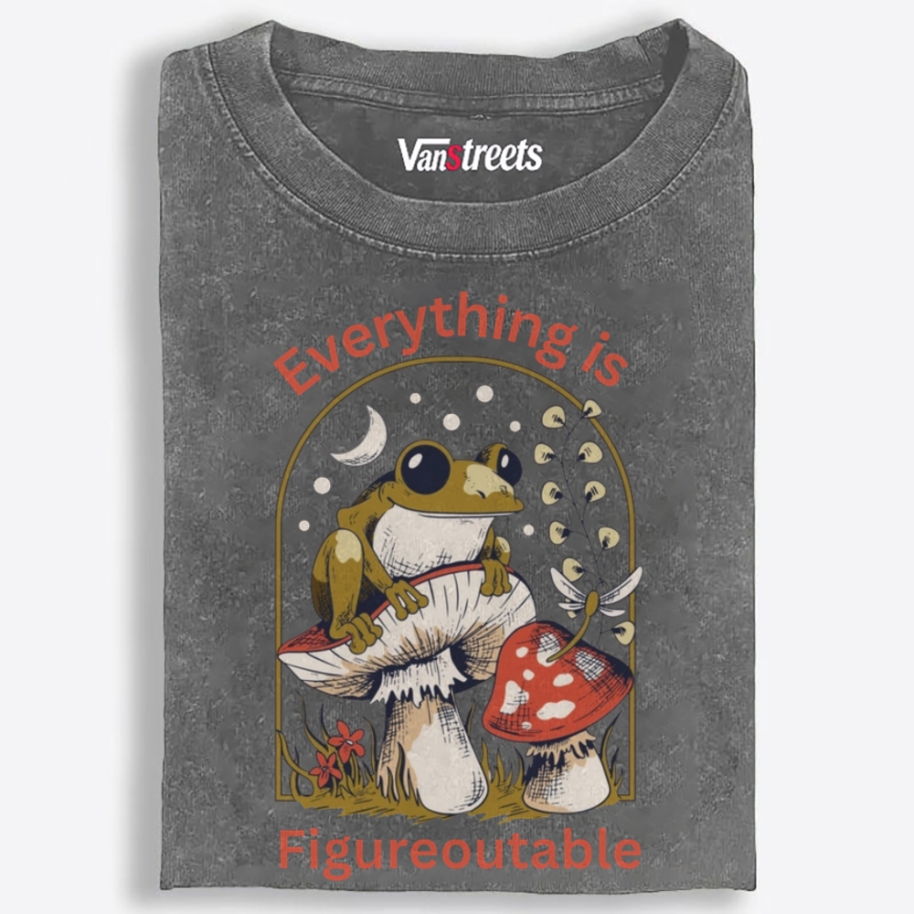 Everything Is Figureoutable Frog Retro Washed T-Shirt | 100% Cotton | Streetwear Essential