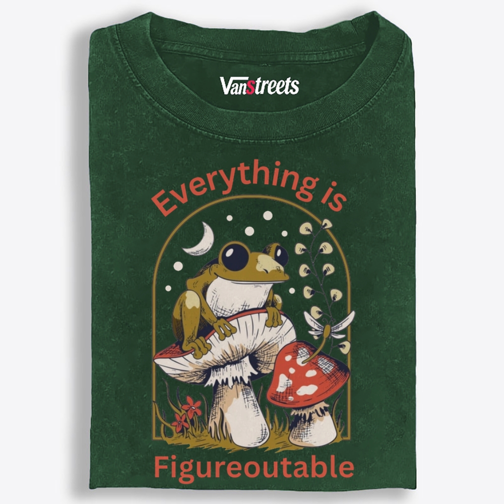 Everything Is Figureoutable Frog Retro Washed T-Shirt | 100% Cotton | Streetwear Essential