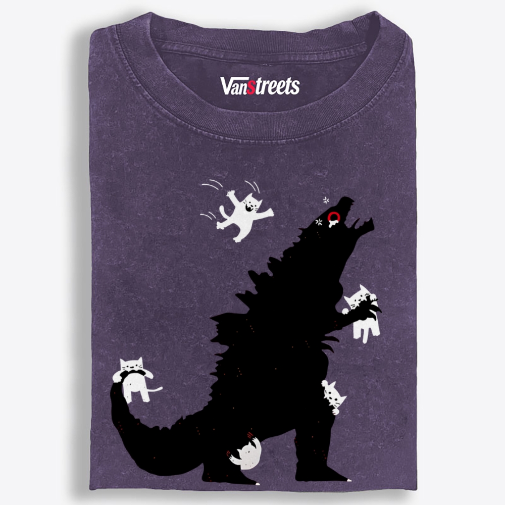 Cats Own Godzilla Retro Washed T-Shirt | 100% Cotton | Streetwear Essential